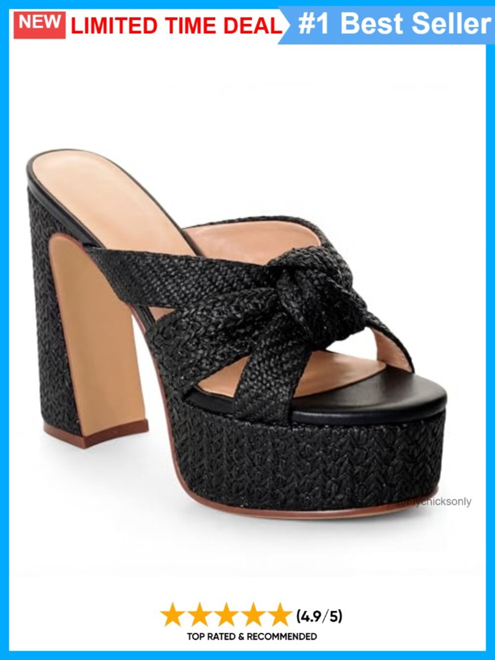 Platform Espadrille Sandals Open Toe Chunky High Heel Knot Woven Slides Summer